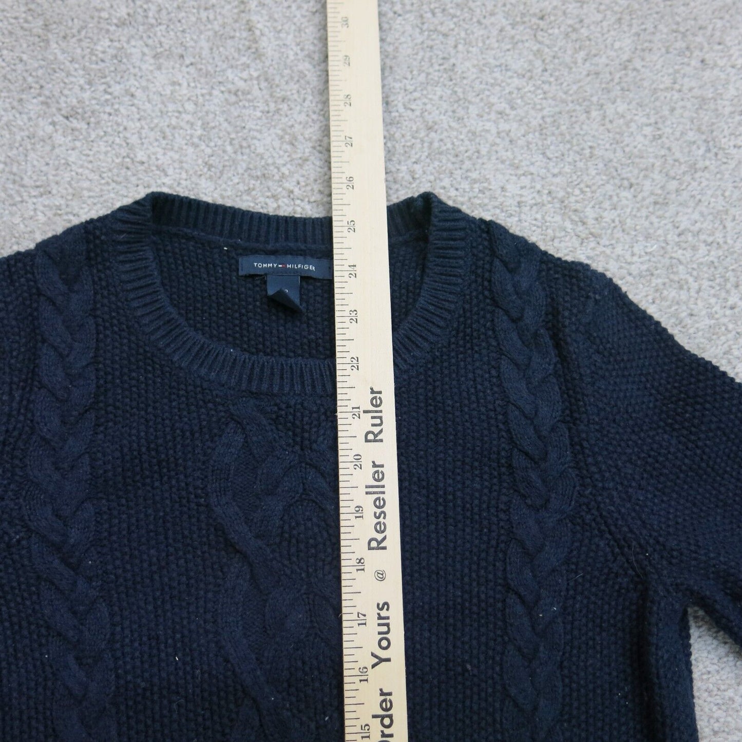 Tommy Hilfiger Womens Pullover Knitted Sweater Long Sleeves Crew Neck Blue SZ SP