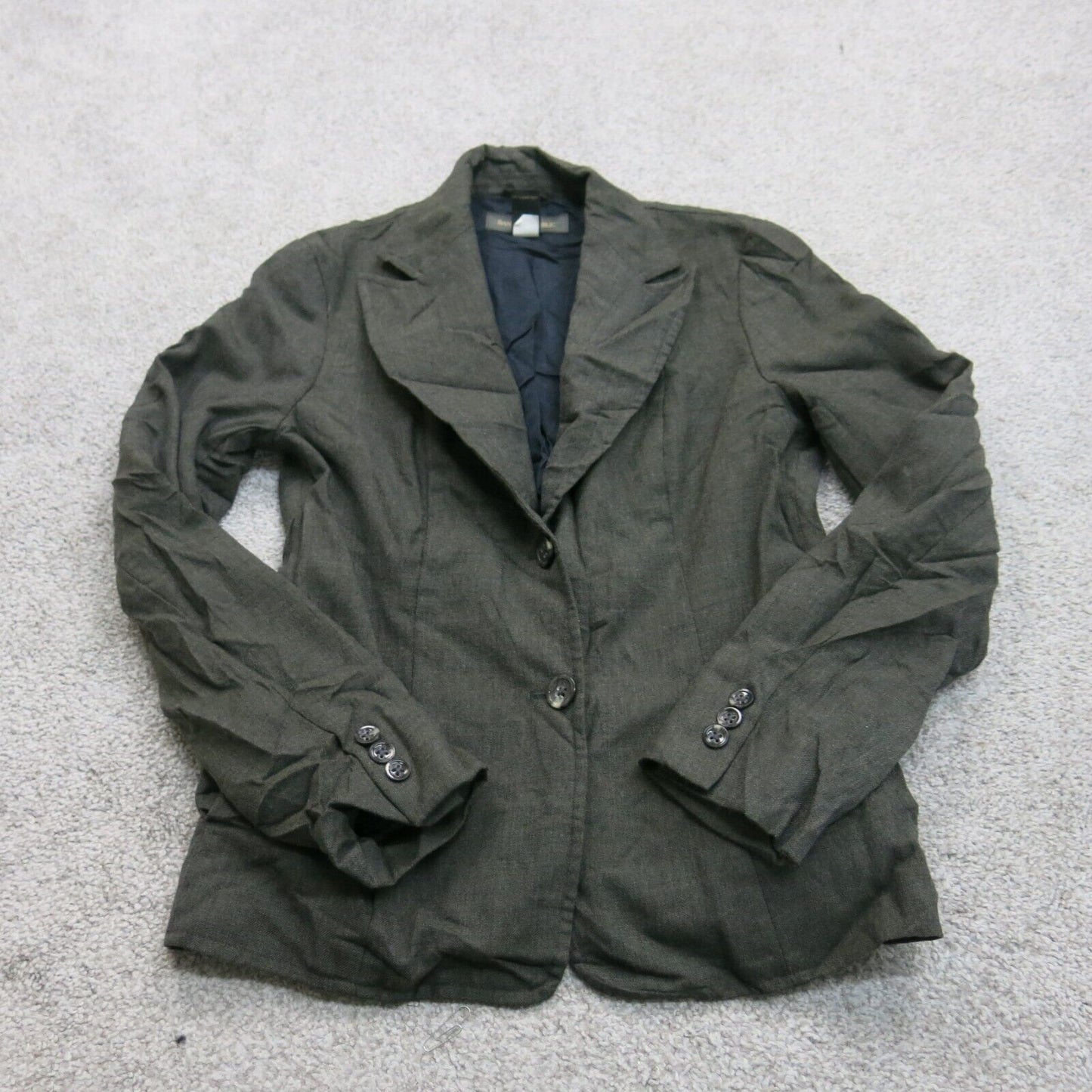 Banana Republic Women Blazer Coat Collard Neck Long Sleeve Dark Olive Green SZ 4