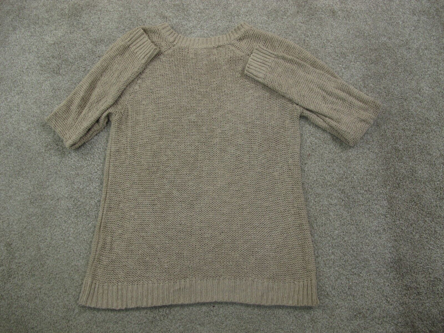 Forever 21 Womens Pullover Knitted Sweater Long Sleeves Crew Neck Beige SZ Small