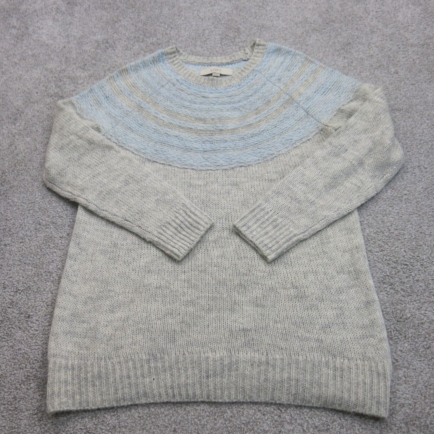 ANN Taylor Loft Womens Pullover Sweater Crew Neck Long Sleeves Ivory Size XS