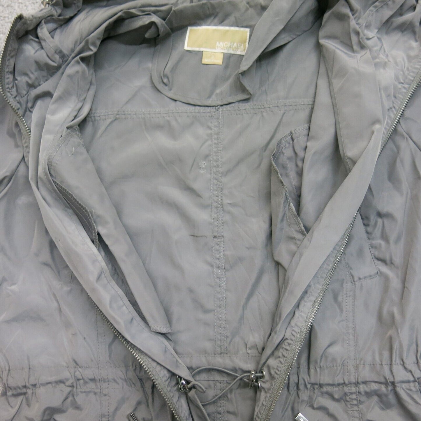 Michael Kors Womens Hoodie Jacket Full Zip Up Long Sleeves Pockets Gray SZ Small