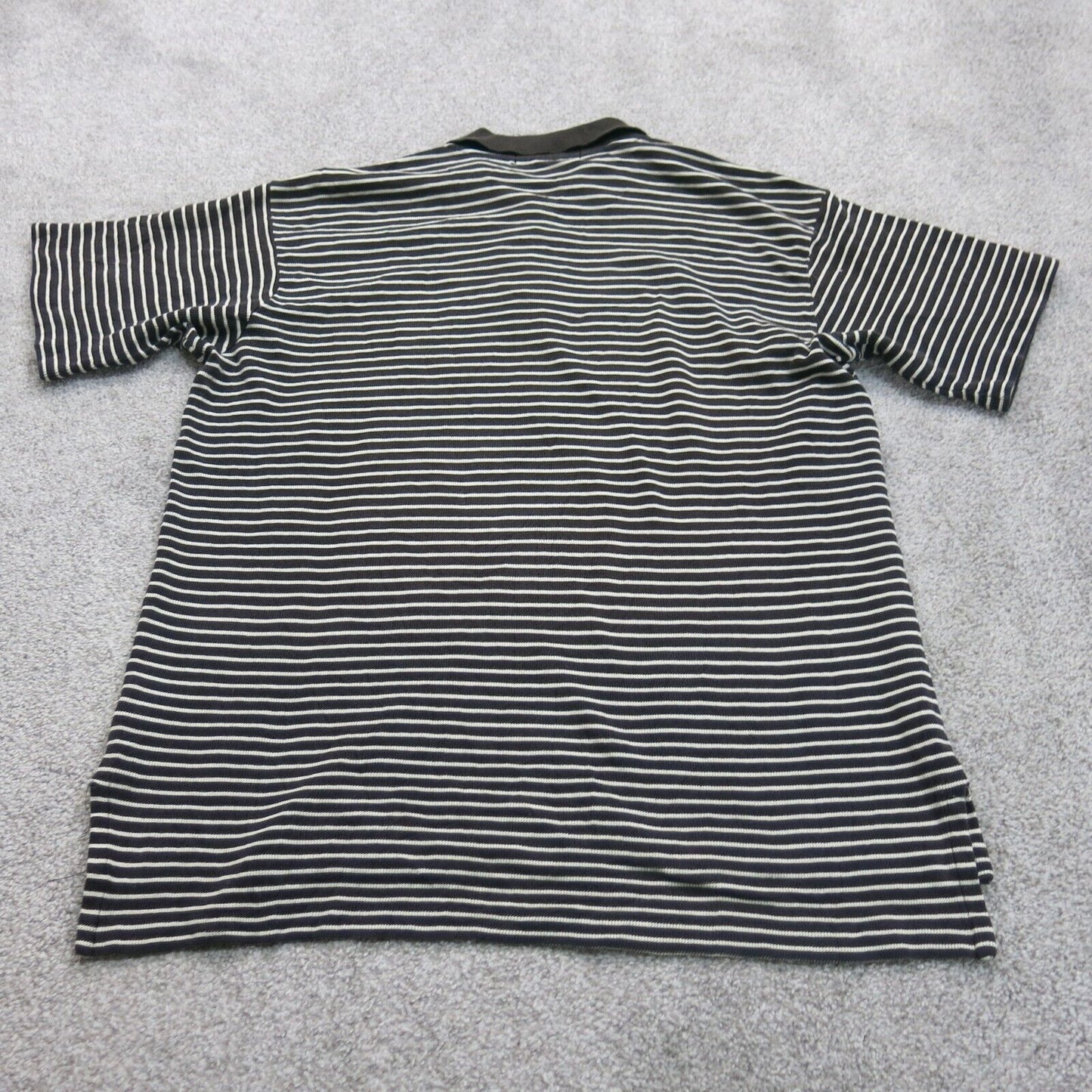 Polo Ralph Lauren Mens Polo Shirt Short Sleeve High Low Striped Black White SZ L