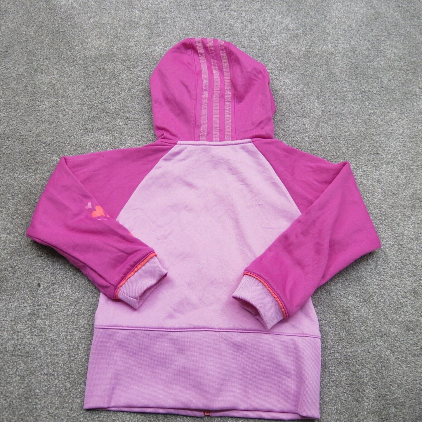 Adidas Jacket Girls Size 5 Pink Solid Long Sleeve Full Zip Up Outwear Jacket Log