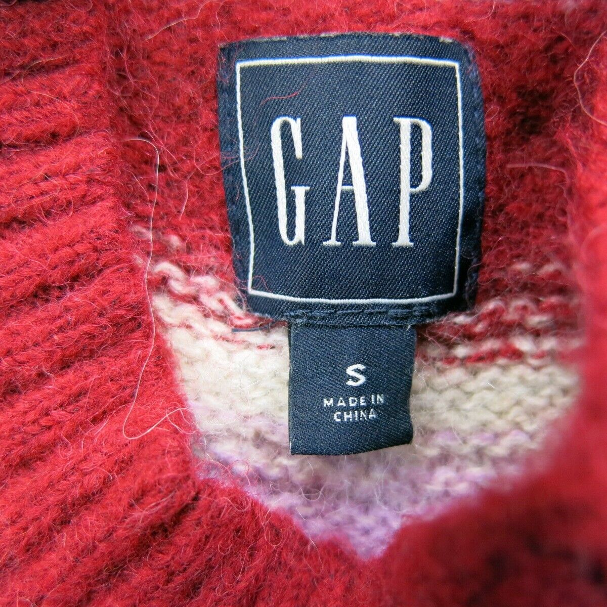 Gap Womens Pullover Knitted Sweater Mock Neck Striped Red Pink Yellow Size Small