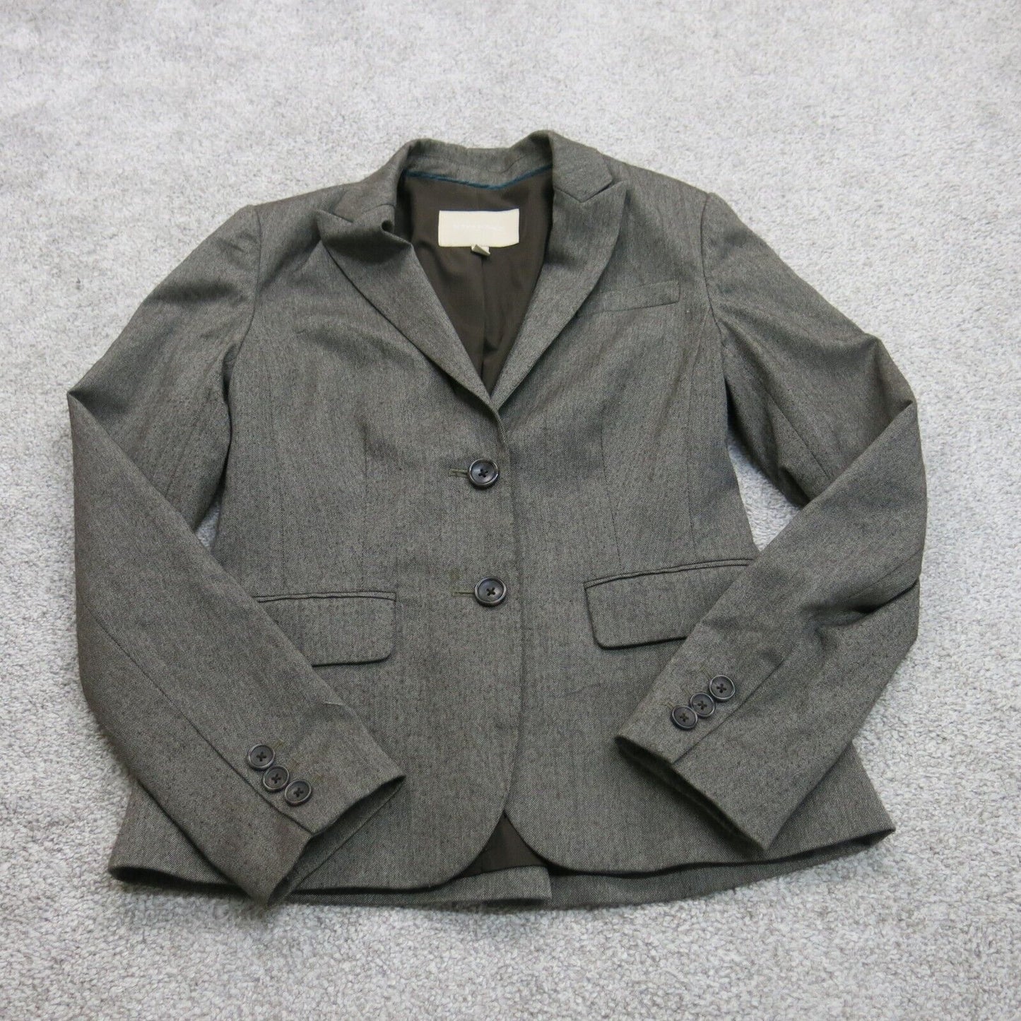 Banana Republic Womens Blazer Coat Single Breasted Long Sleeves Gray Size 4