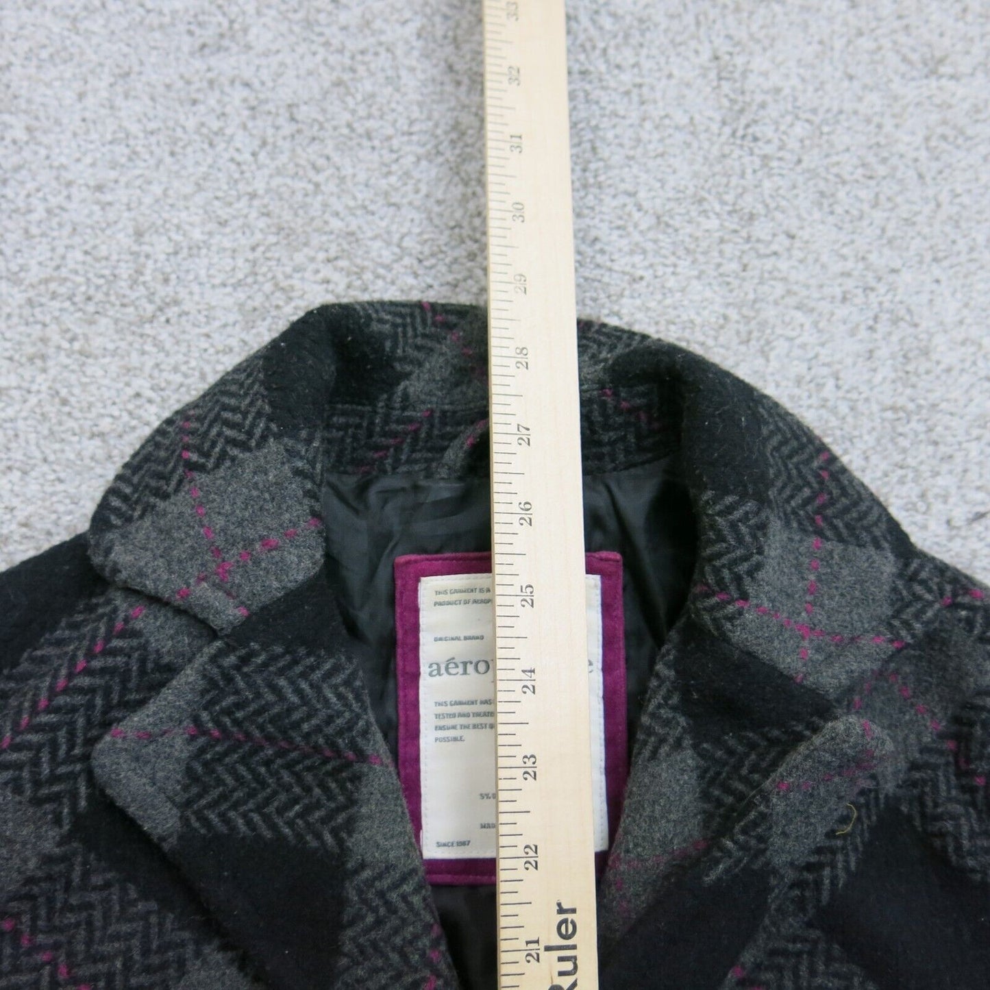 Aeropostale Womens Trench Coat Long Sleeve 100% Cotton Pockets Black Size Small