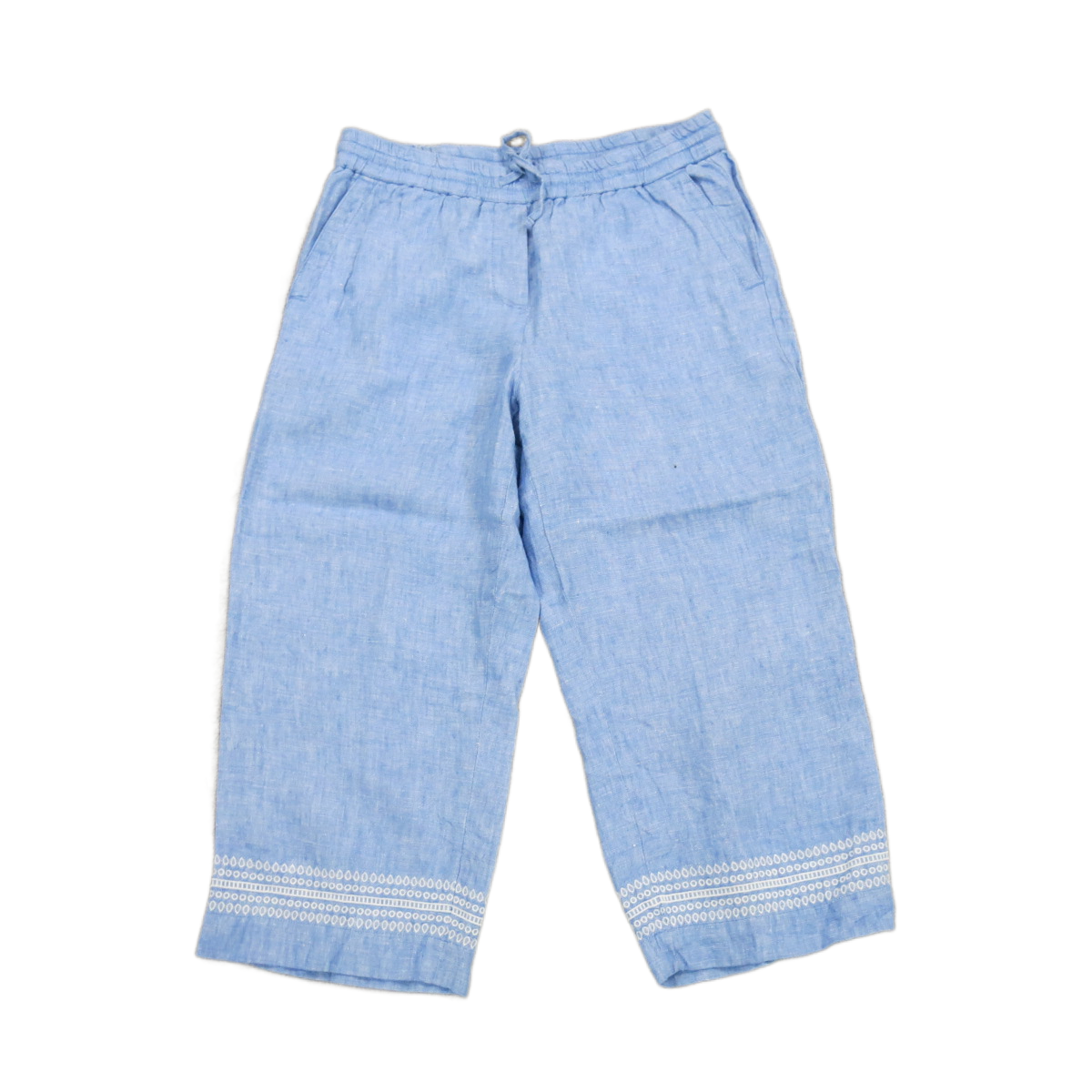 Talbots Womens Sweatpant High Rise Drawstring Waist Embroidered Hem Blue Size 6P
