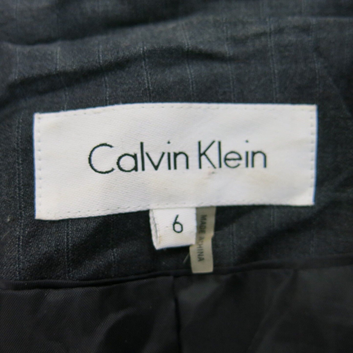 Calvin Klein Womens Blazer Coat Single Breasted Long Sleeves Pocket Black Size 6