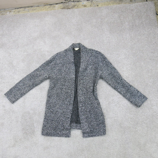 Loft Womens Cardigan Sweater Lounge Open Front Long Sleeves Black Gray SZ Small