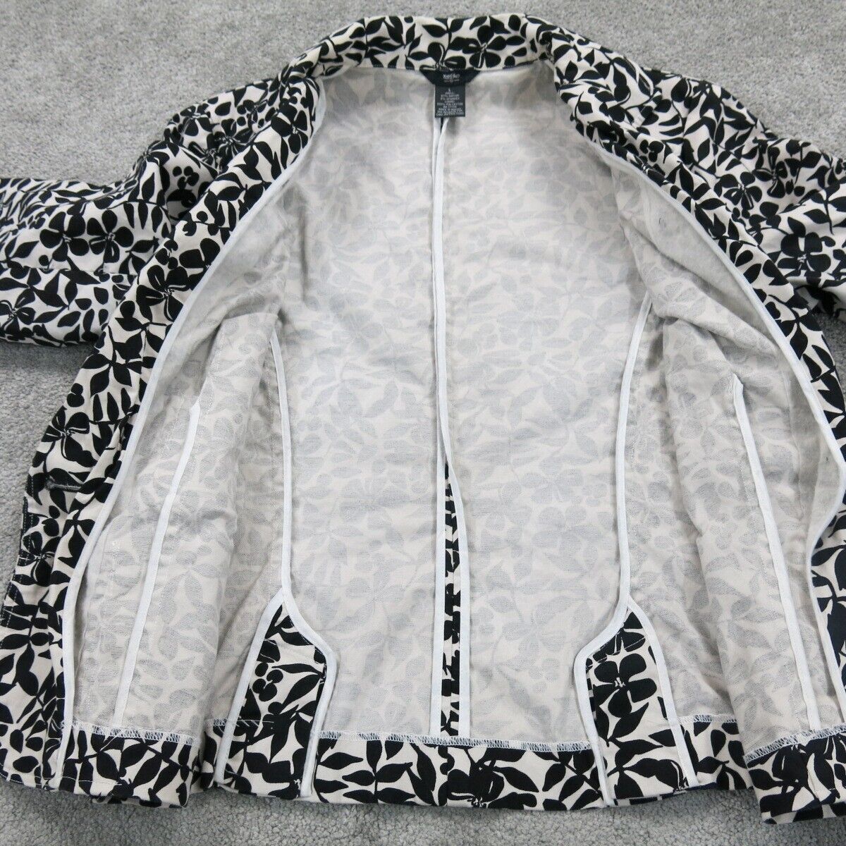 Mossimo Womens Floral Blazer Coat Single Breasted Long Sleeve Black White SZ L