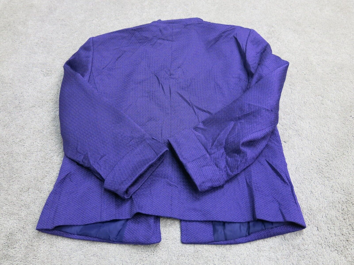 Tahari Womens Blazer Coat Open Front Long Sleeves Solid Dark Purple Size 8
