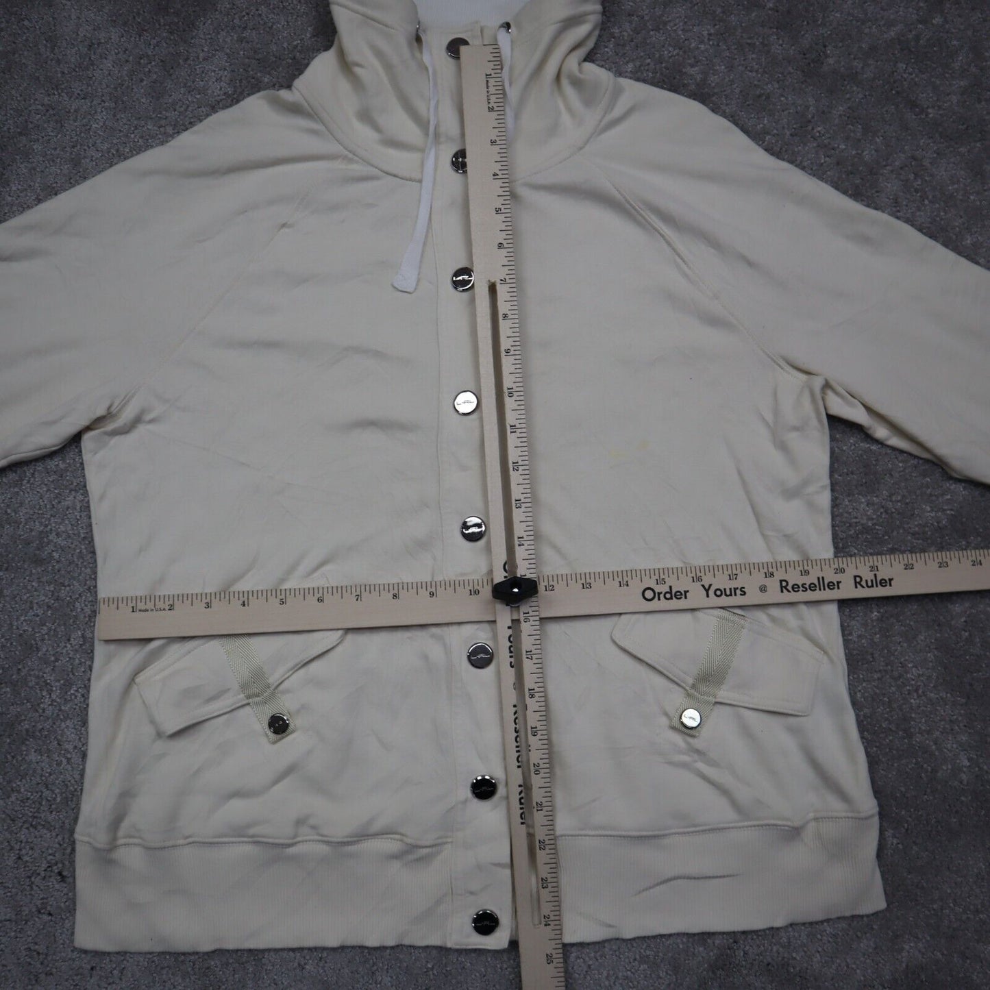 Ralph Lauren Activewear Jacket Women's Large Cream Front Button Fleece Jacket