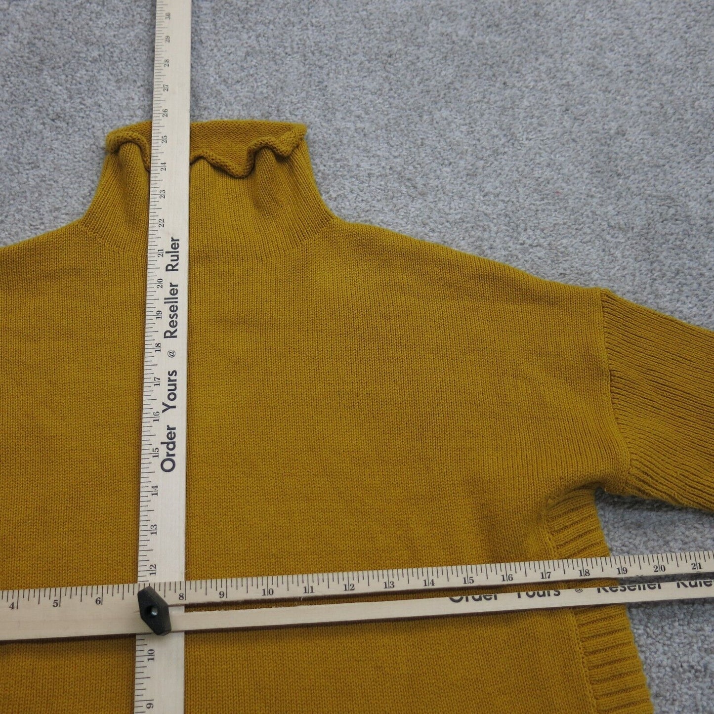 Tahari Womens Knitted Sweater Long Sleeves Mock Neck Mustard Yellow Size Medium