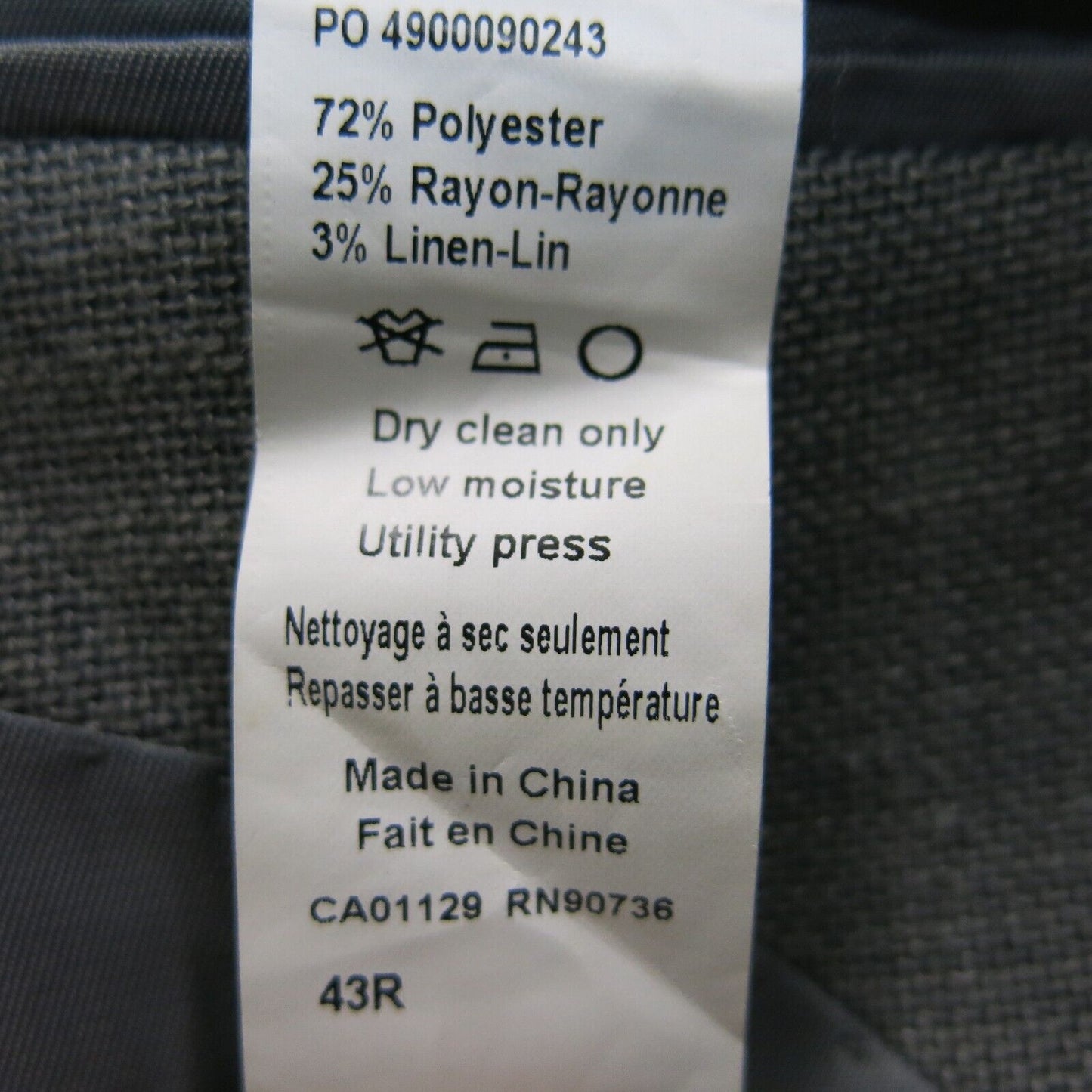 Lauren Ralph Lauren Mens Blazer Jacket Front Button Long Sleeves Gray Size 43R