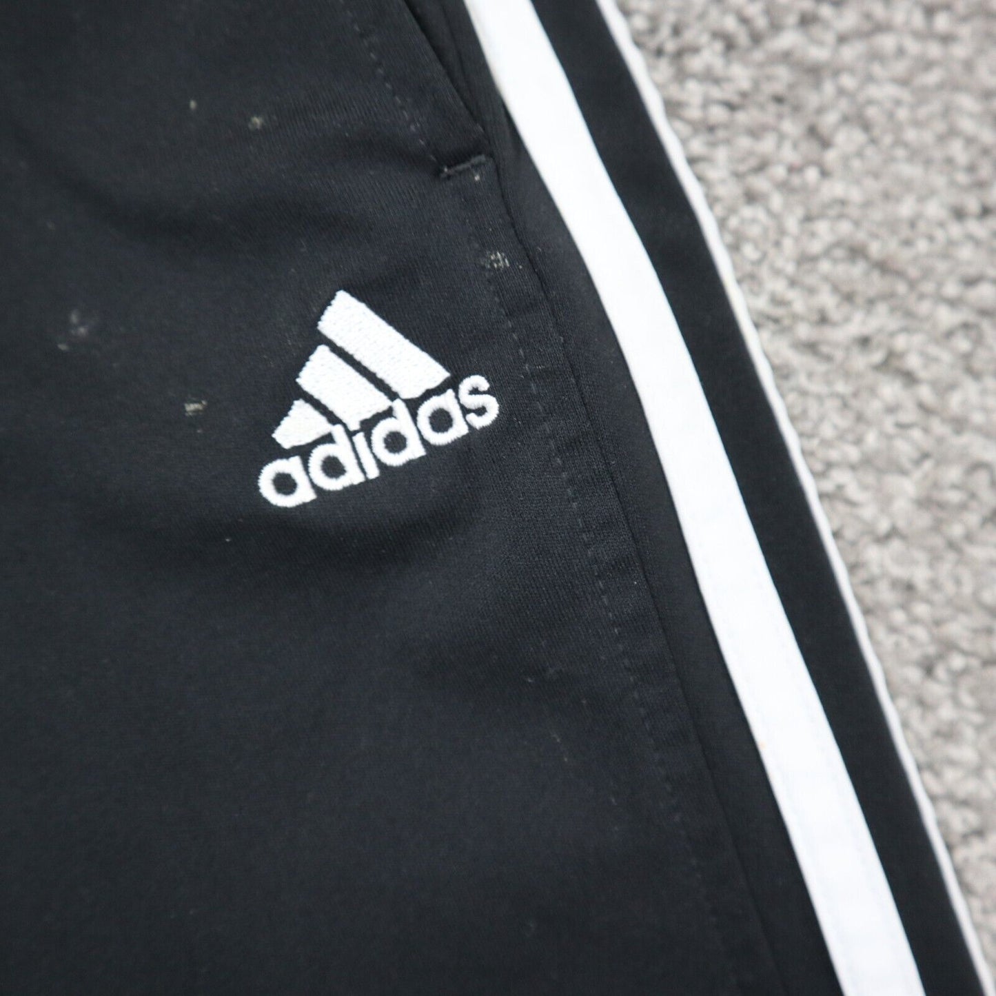Adidas Mens Track Pant Elastic Waist Stretch Training 3 Striped Black Size XL