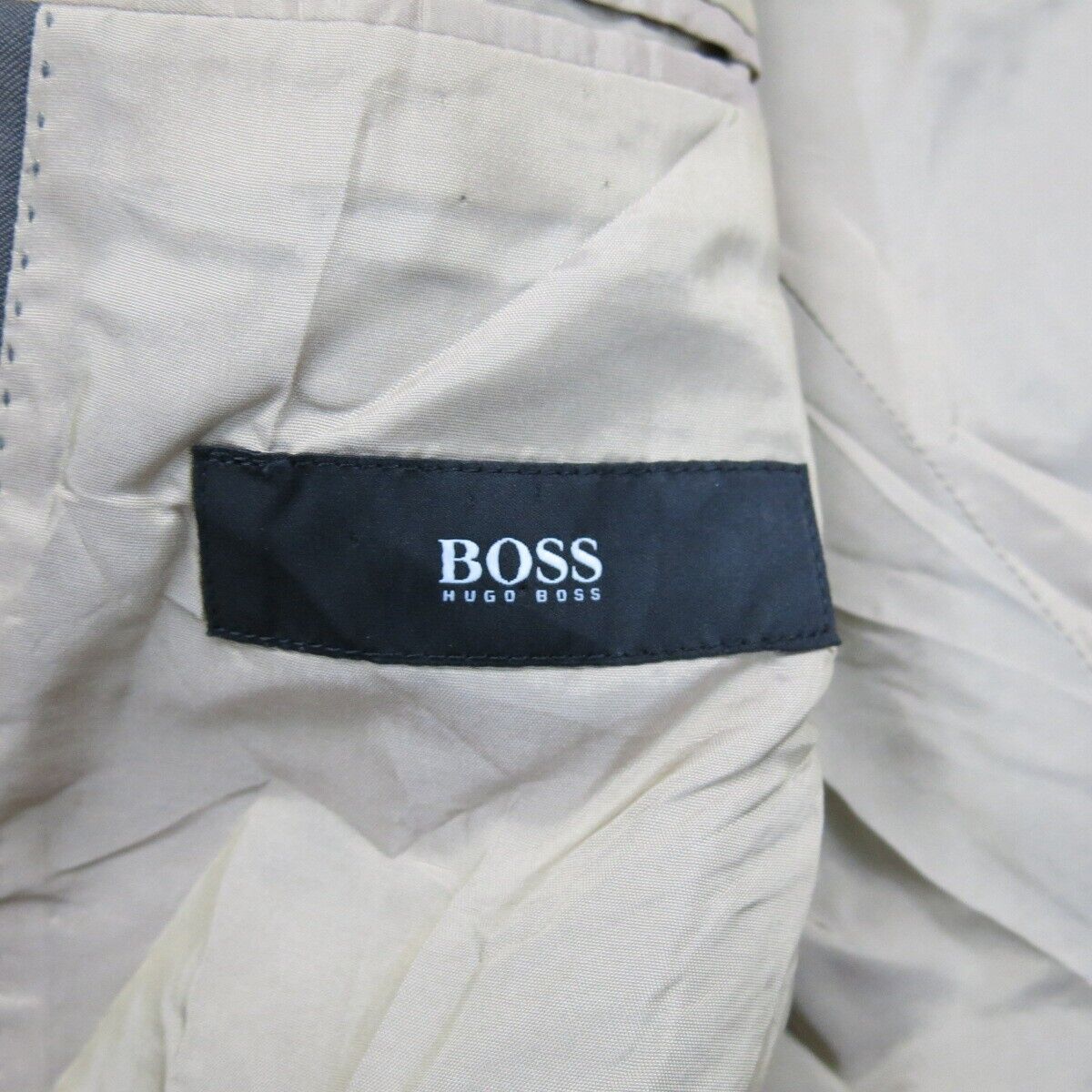 Boss Hugo Boss Mens Blazer Coat Single Breasted 100% Wool Pockets Gray Size 42R