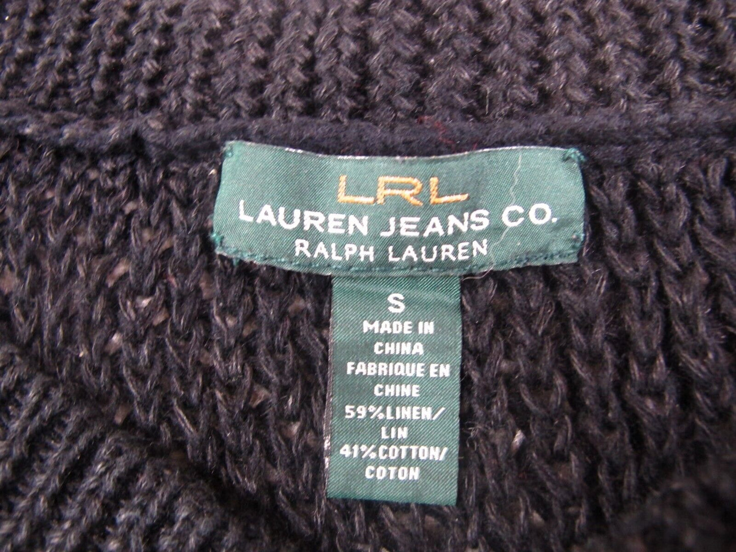 Ralph Lauren Women Knitted Pullover Sweater Scoop Neck Long Sleeves Black Size S
