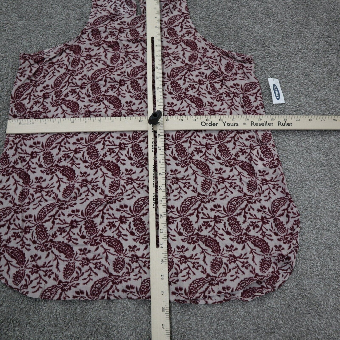 Old Navy  Womens Floral Print Tank Blouse Top Round Neck Maroon Neck Size Medium