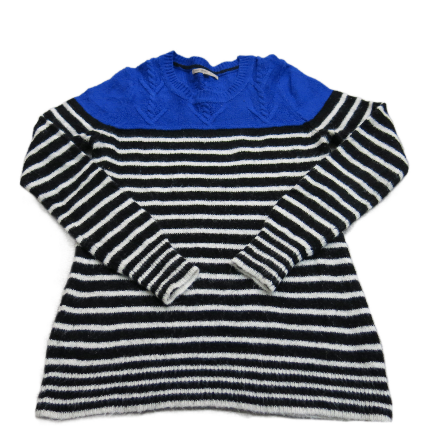 Gap Womens Striped Pullover Sweater Crew Neck Long Sleeves Black White Blue Sz M