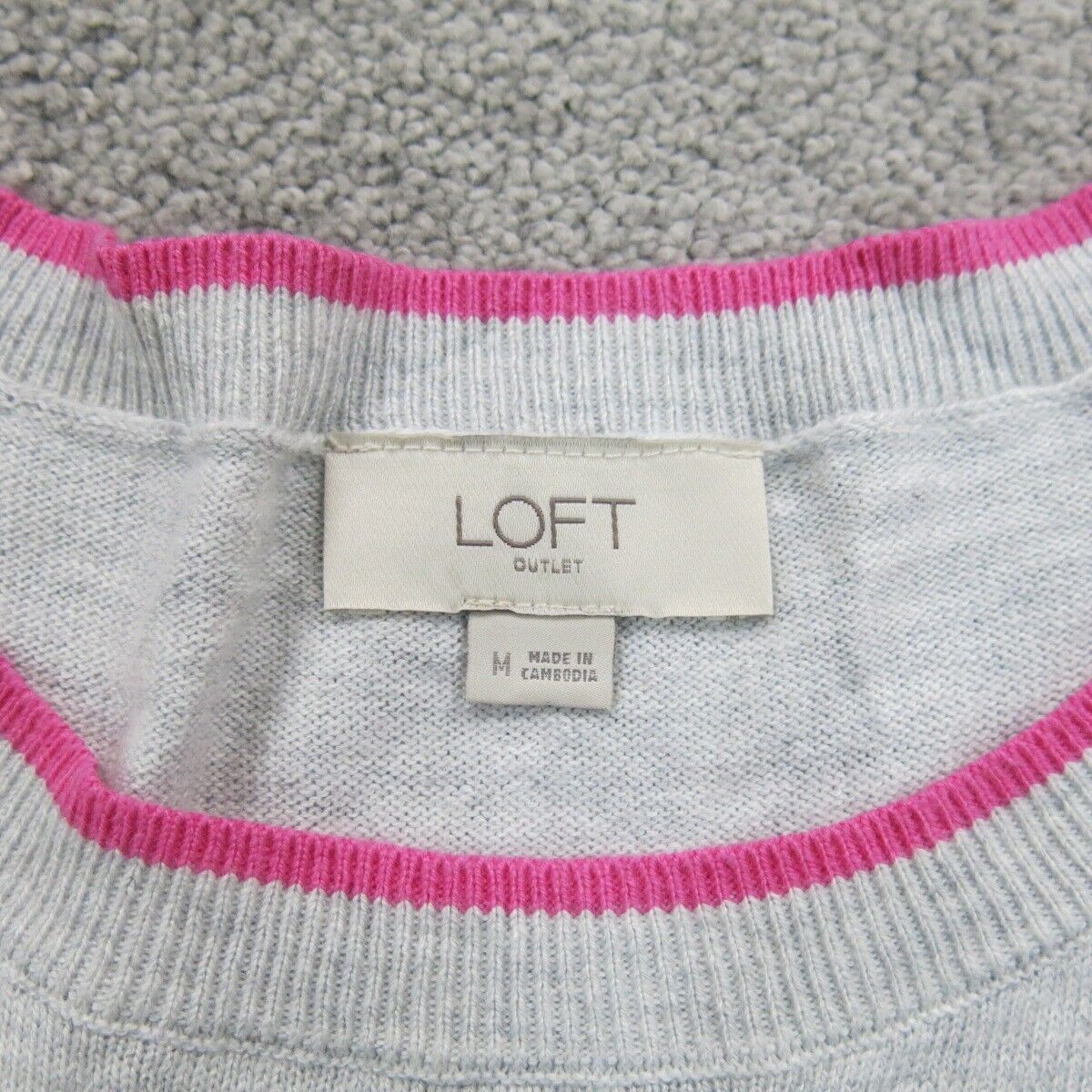 Loft Outlet Women Sweater Knitted Long Sleeve Round Neck Heather Light Gray SZ M