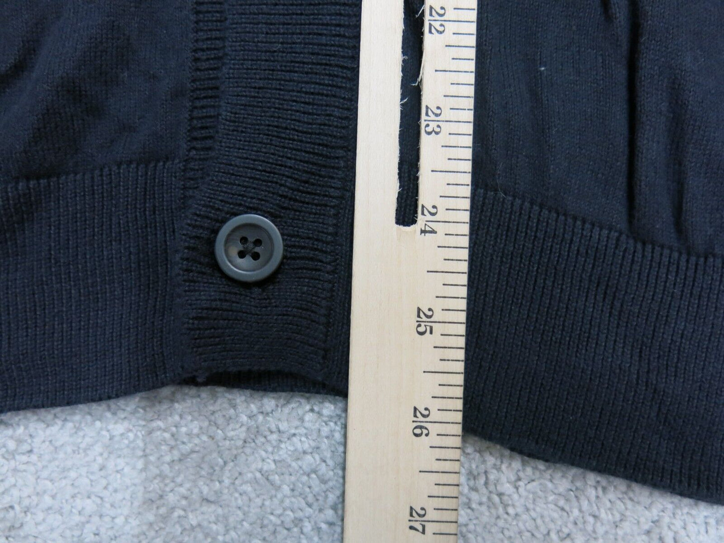 Chaps Men Cardigan Sweater Button Front Long Sleeve 100%Cotton Navy Blue Size S