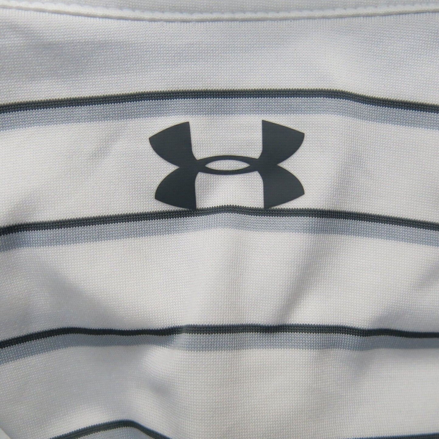 Under Armour Mens Polo Shirt Short Sleeves Striped Heatgear White Black Size MD