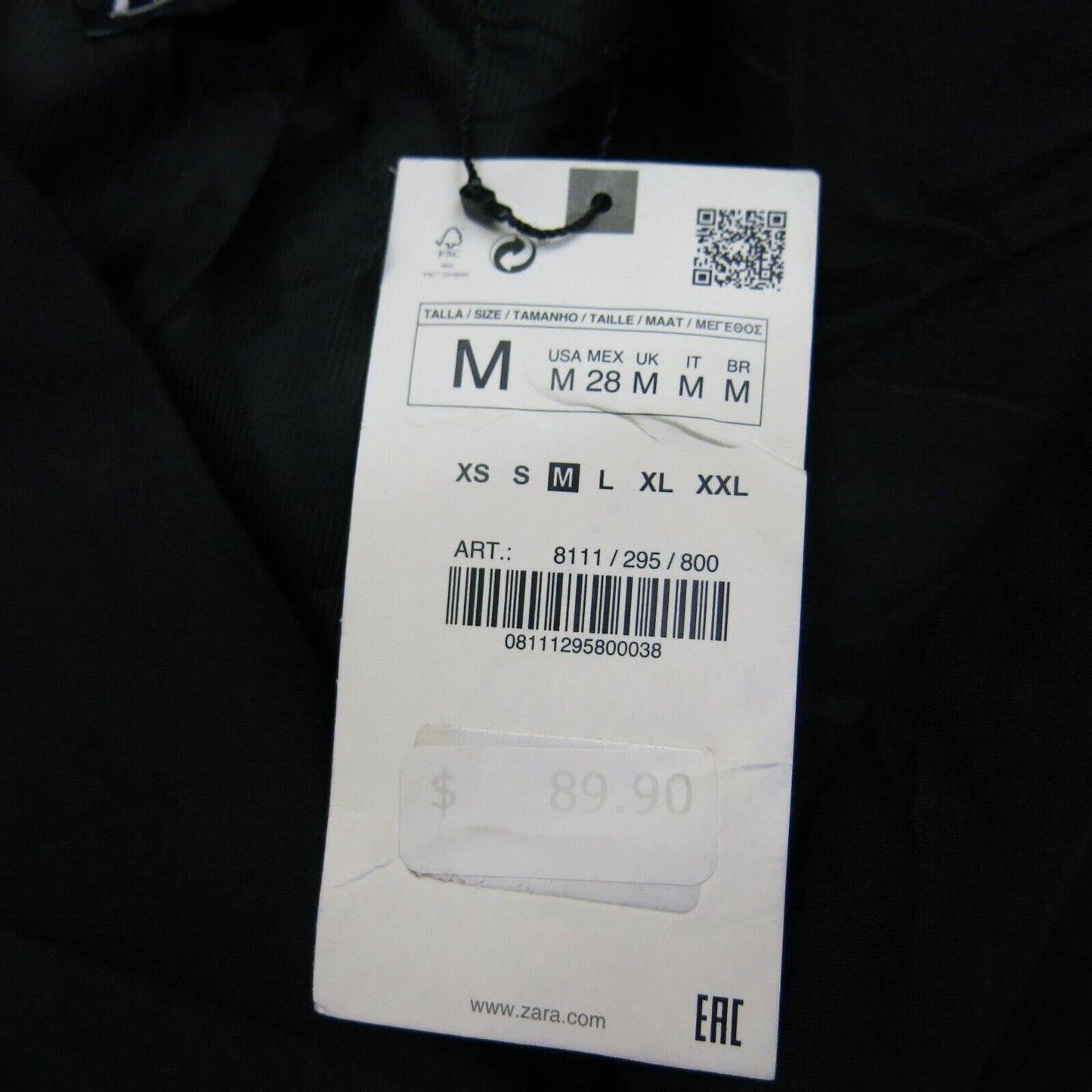 NWT Zara Womens Overcoat Long Sleeves Front Button Pockets Black Size Medium