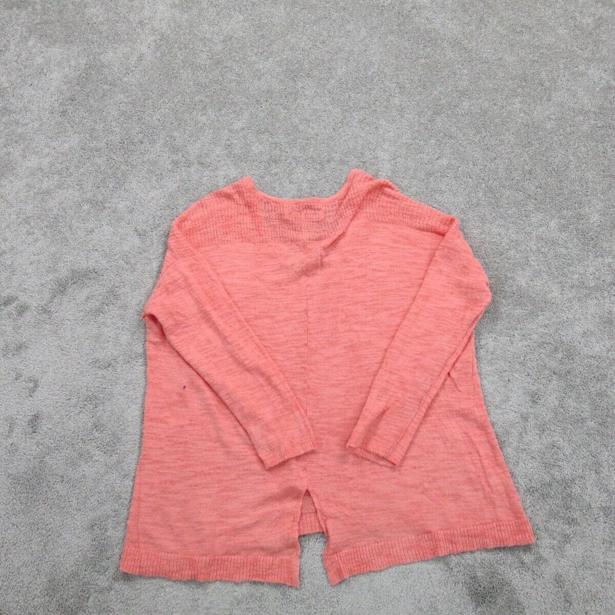 Ann Taylor Loft Womens Pullover Sweater 3/4 Sleeve V Neck Pink Orange SZ Medium
