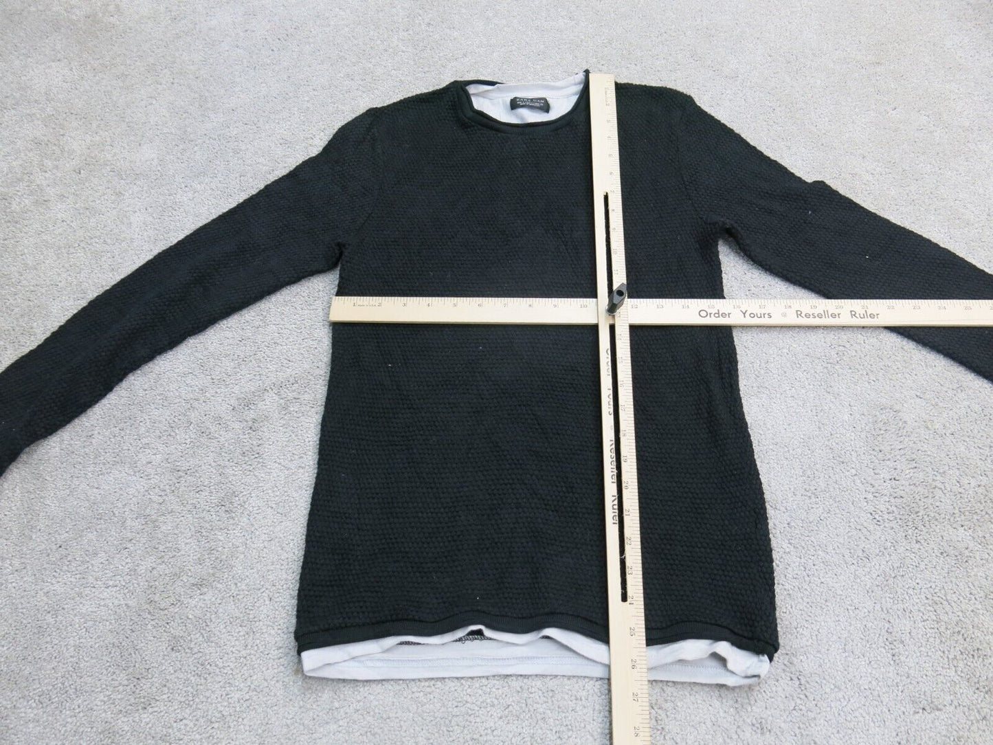 Zara Man Womens Pullover Sweater Knitted Crew Neck Long Sleeve Black Size Small