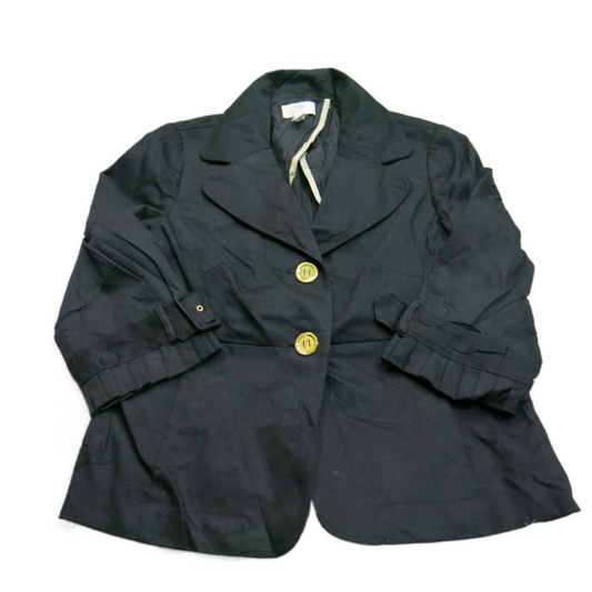 Ann Taylor Loft Womens Blazer Coat Single Breasted Long Sleeve Pockets Black 12