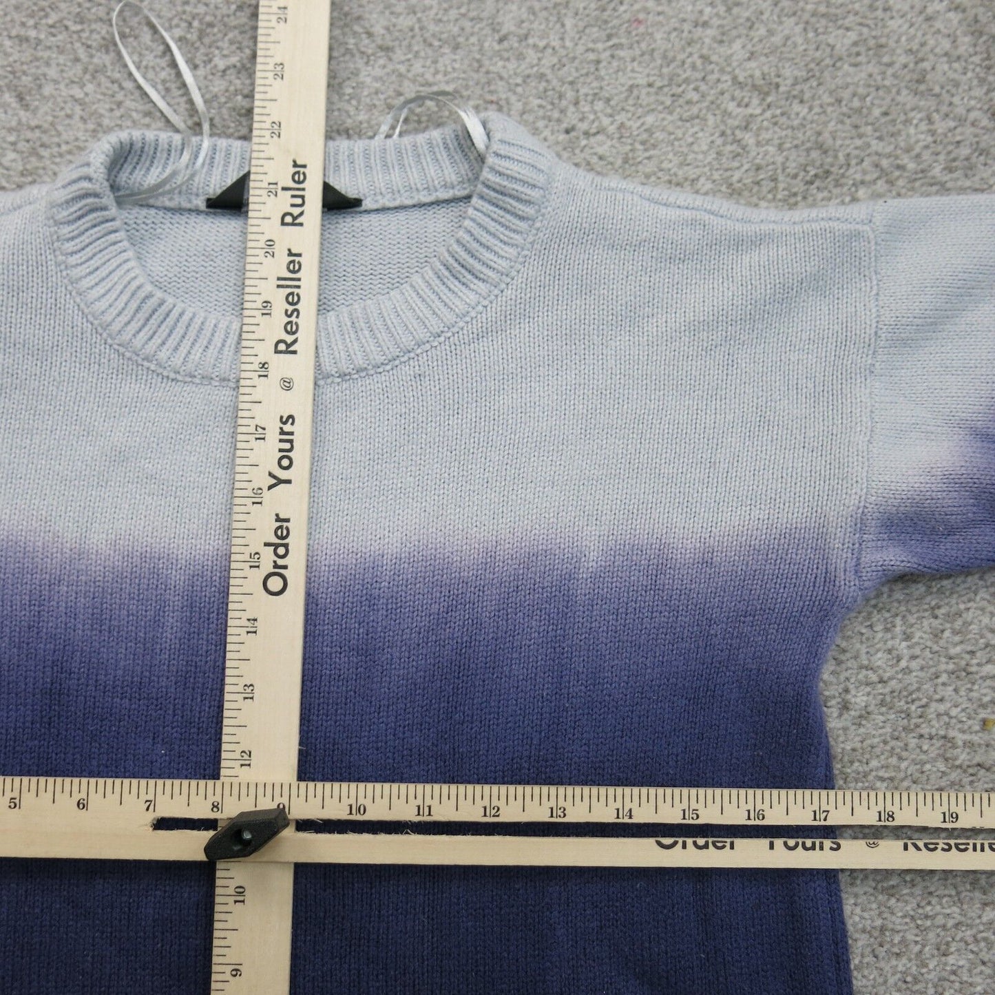 Simply Vera Vera Wang Womens Pullover Sweater Crew Neck White Blue Size Small