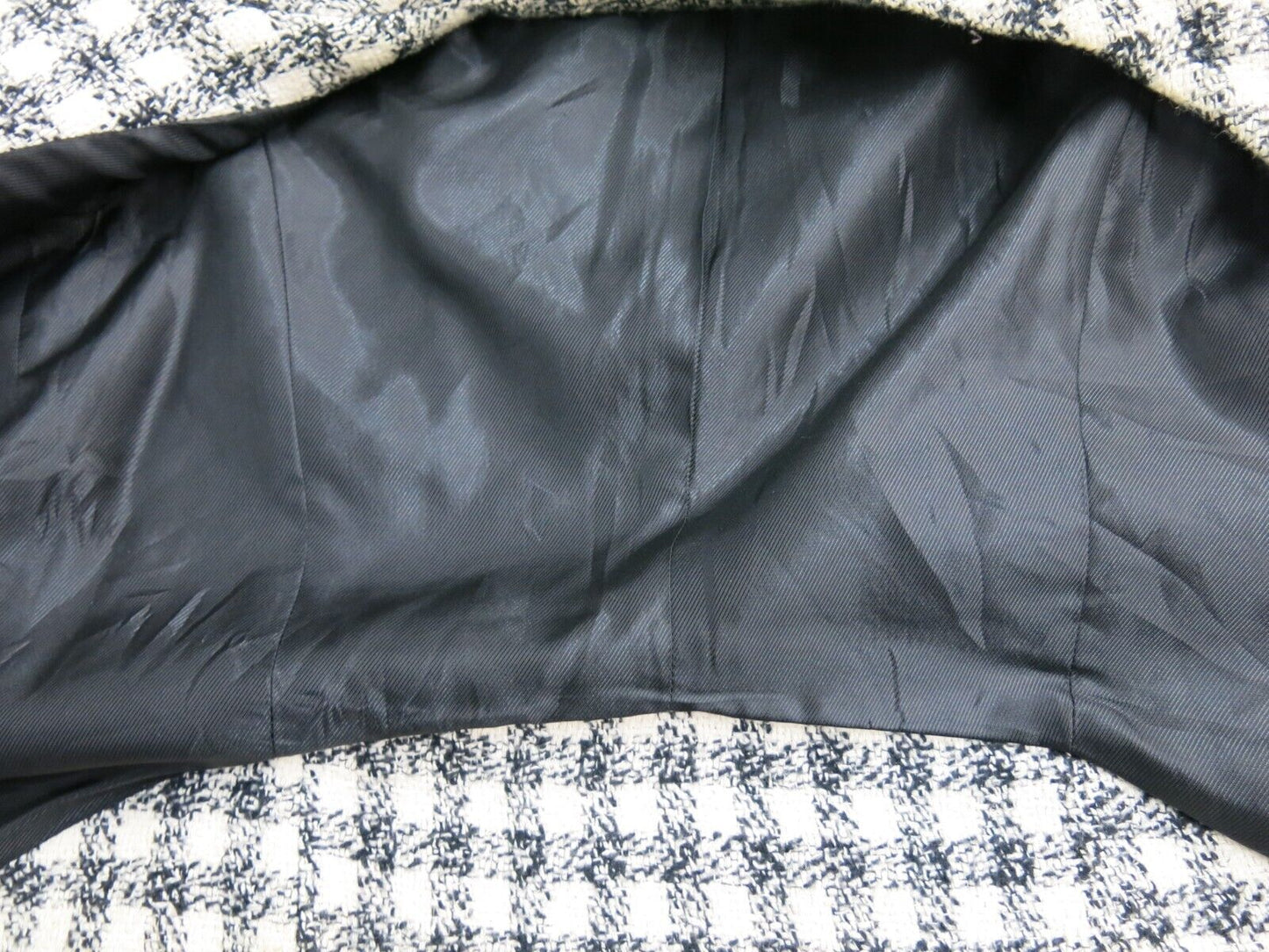 Zara Basic Womens Cropped Blazer Coat Check Long Sleeves Tweed Black White SZ XS