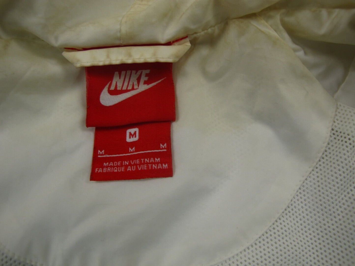 Nike Womens Windbreaker Jacket Full Zip Long Sleeves Drawstring White SZ Medium