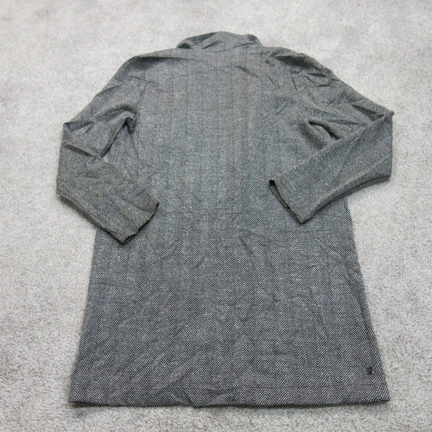 H&M Womens Tweed Blazer Long Jacket Open Front Long Sleeves Dark Gray Size 4