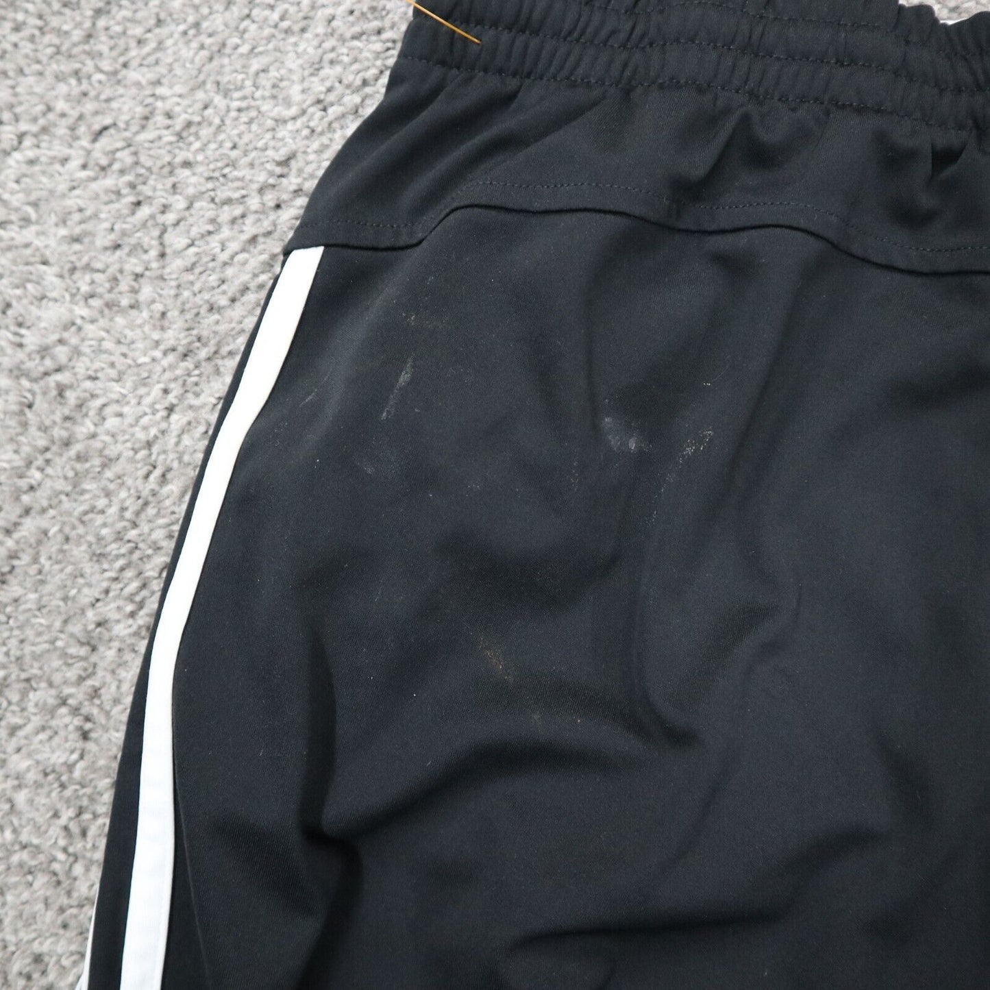 Adidas Mens Track Pant Elastic Waist Stretch Training 3 Striped Black Size XL