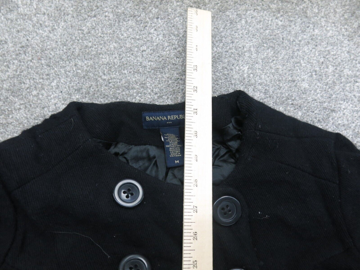 Banana Republic Womens Blazer Coat Double Breasted Pockets Black Size Medium