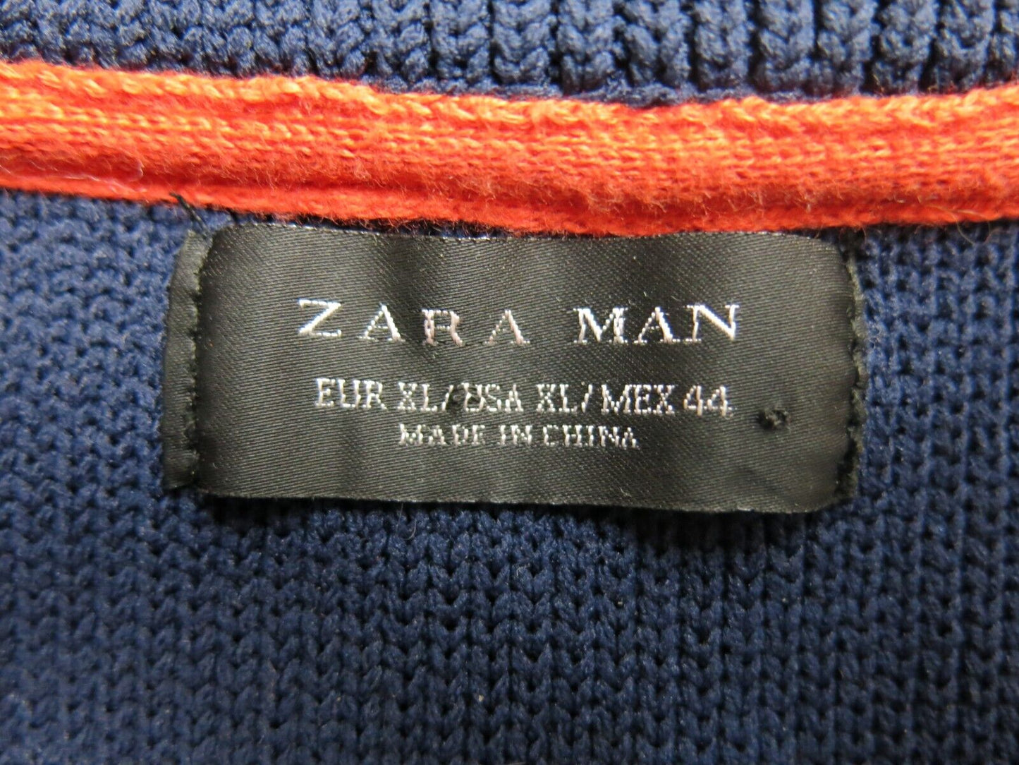 Zara Man Basic Mens Pullover Sweatshirt Crew Neck Long Sleeve Navy Blue Size XL