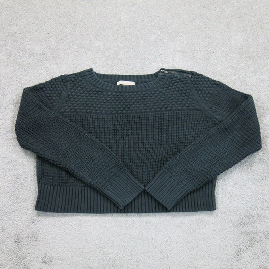 Banana Republic Womens Sweater Knitted Crew Neck Long Sleeves Black Size Large
