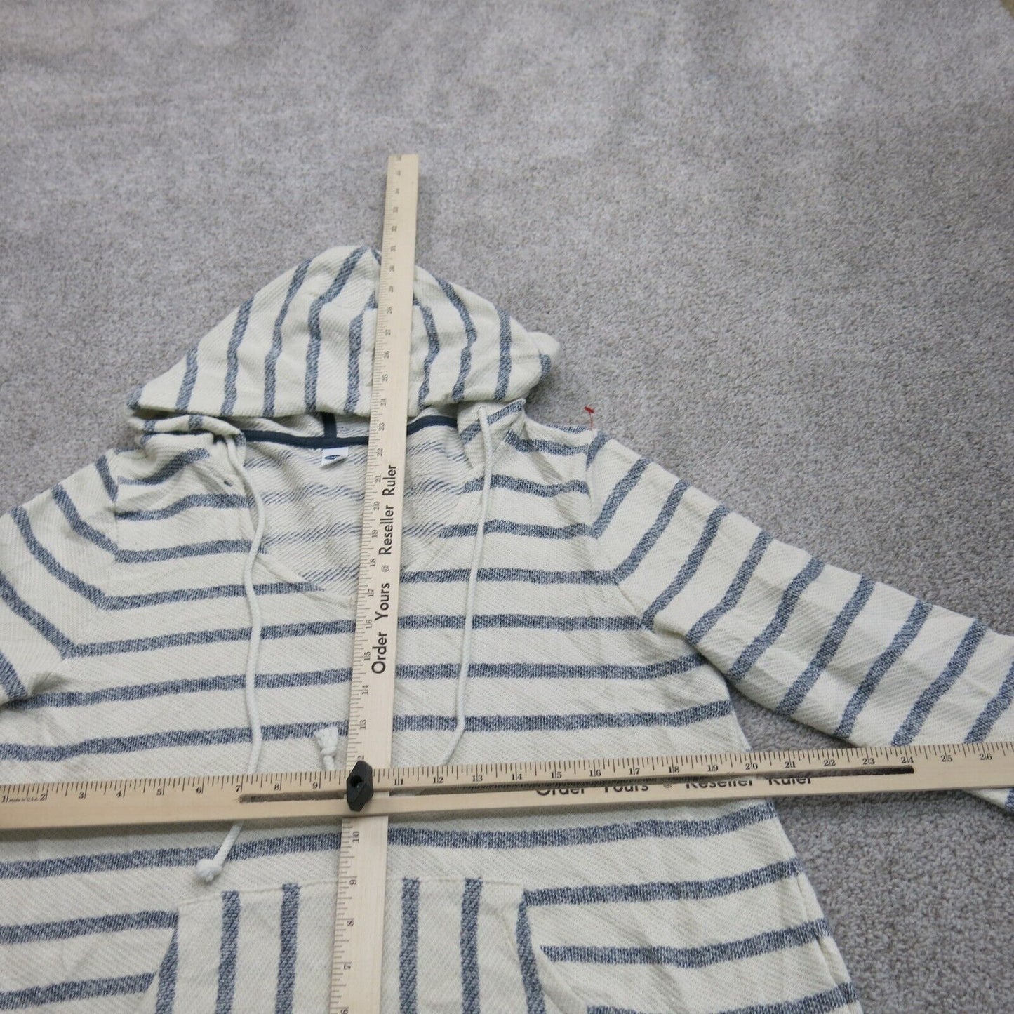 Old Navy Womens Hoodie Sweater Knitted Long Sleeve Pockets White Blue Size M