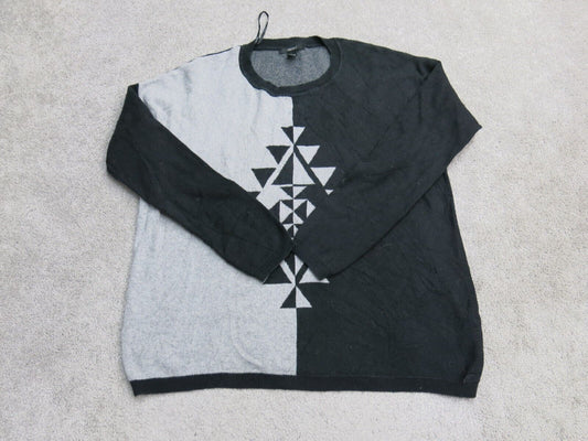 Forever21 Womens Pullover Sweater Crew Neck Long Sleeve Gray Black Size Large