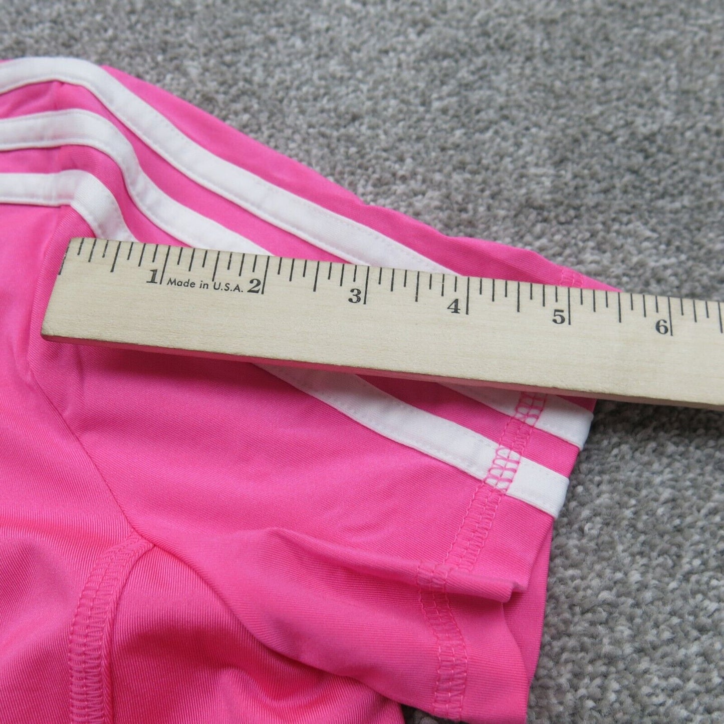 Adidas Tee Boys Youth Pink Size 1 White 3 Stripe Short Sleeve Athletic Top Logo