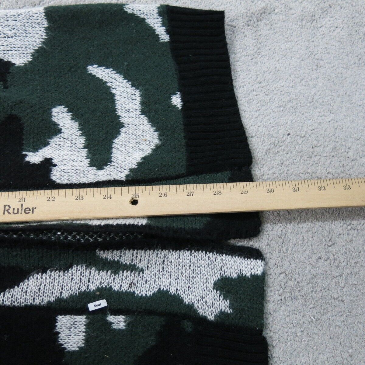 Forever 21 Womens Cardigan Sweater camouflage Knitted Long Sleeve Green White S