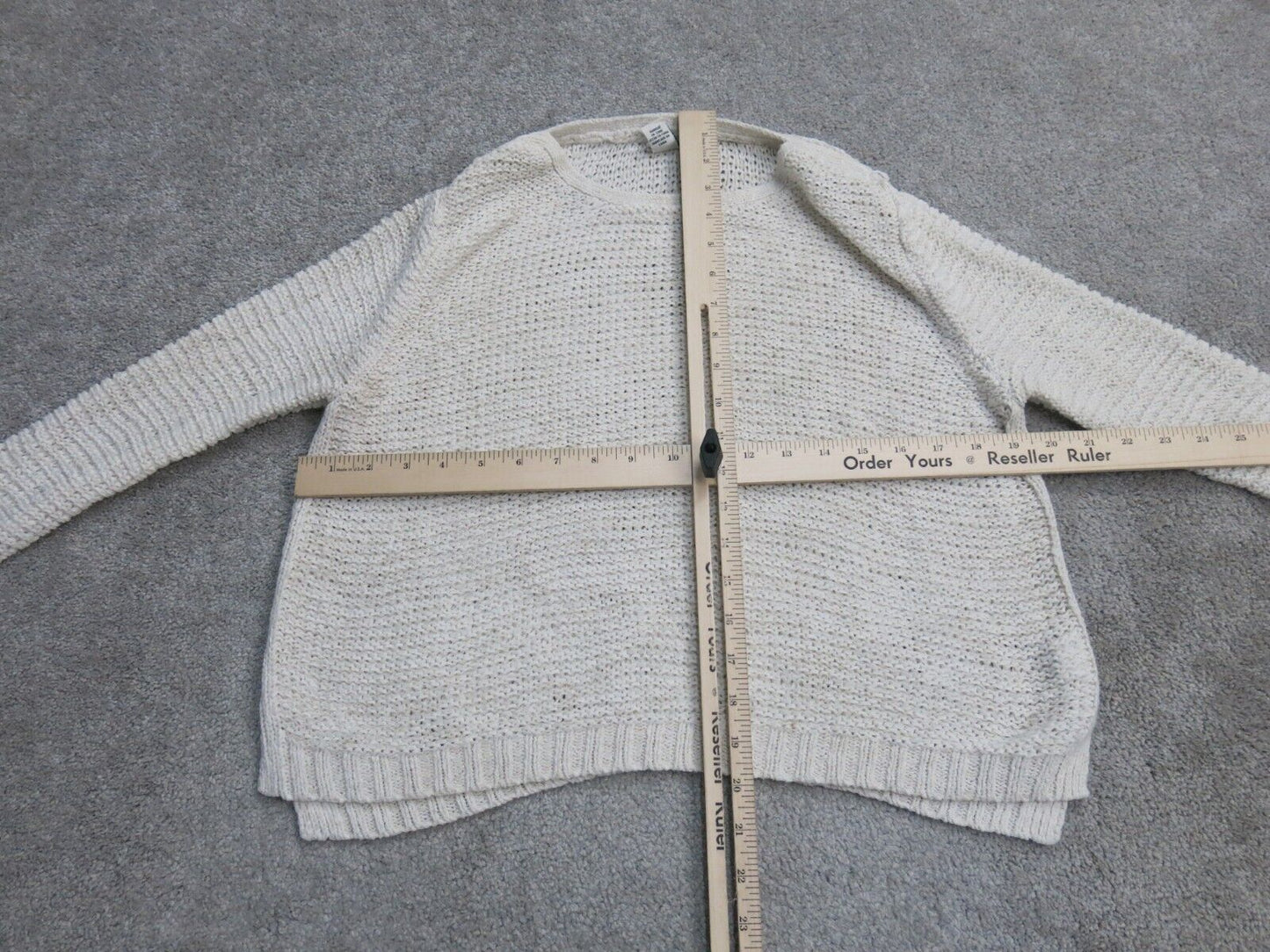 Forever 21 Women Sweater Pullover Knitted Long Sleeves Boat Neck Ivory Size M