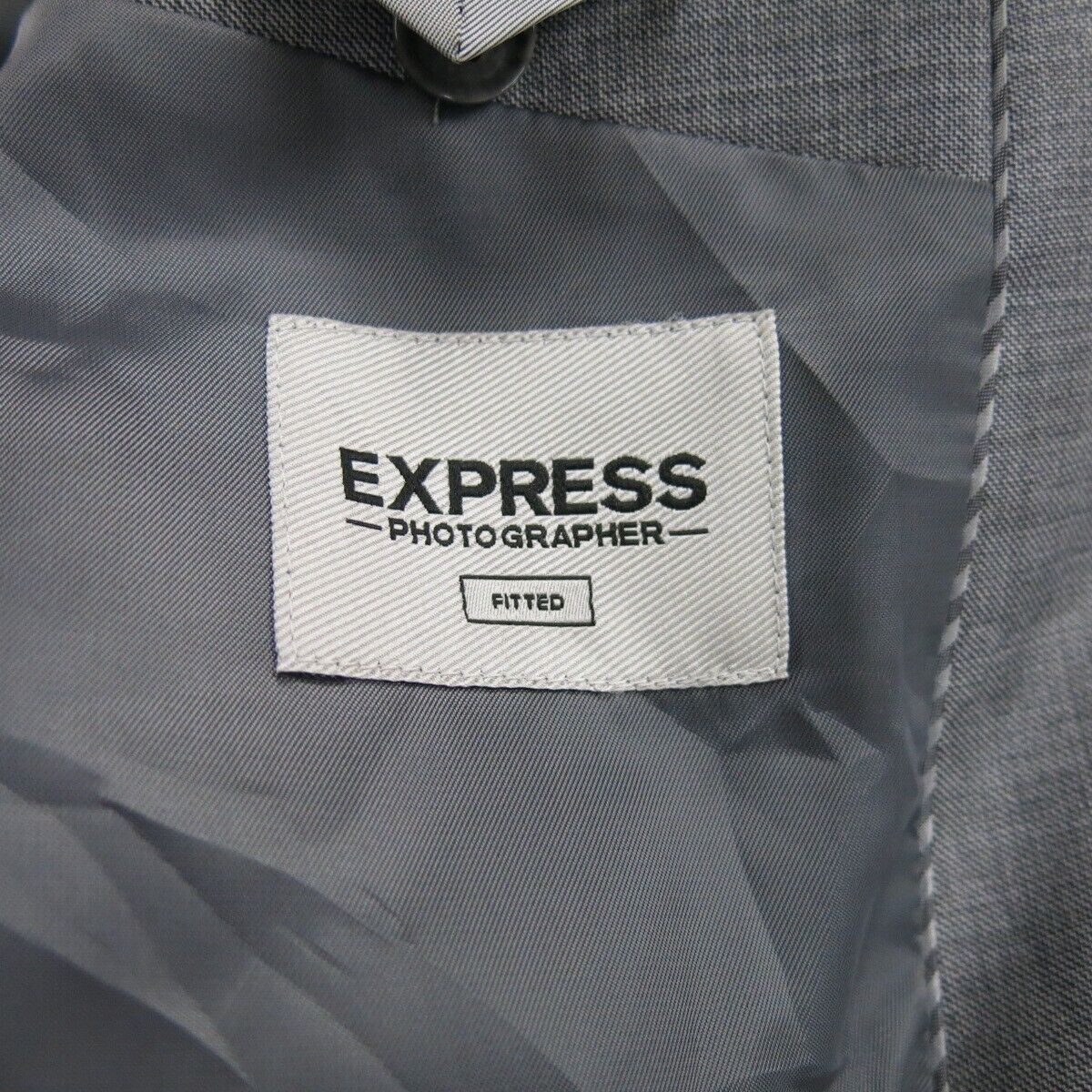 Express Mens Blazer Coat Single Breasted Long Sleeves Pockets Gray SZ 44 Regular