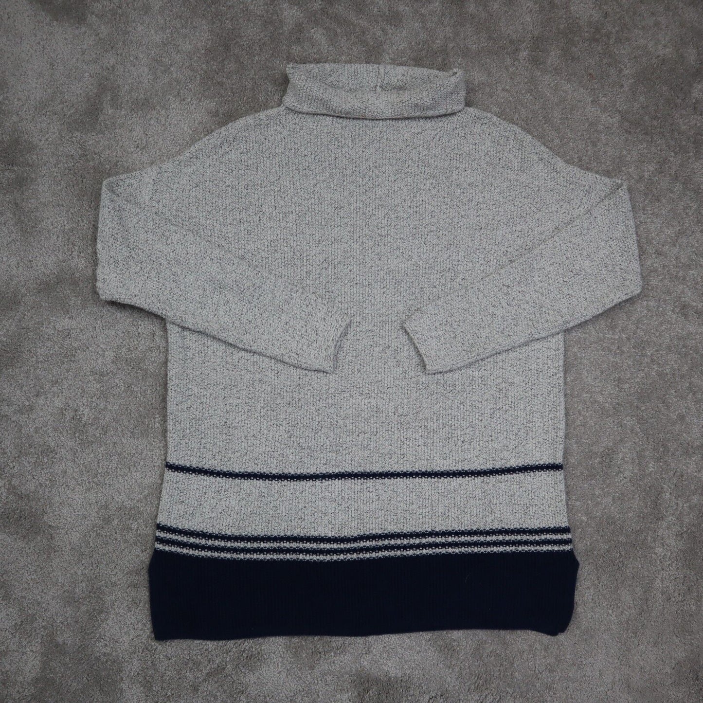 J. Jill Mens Pullover Knitted Sweater Long Sleeves High Neck Gray Blue Size XS