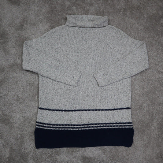 J. Jill Mens Pullover Knitted Sweater Long Sleeves High Neck Gray Blue Size XS