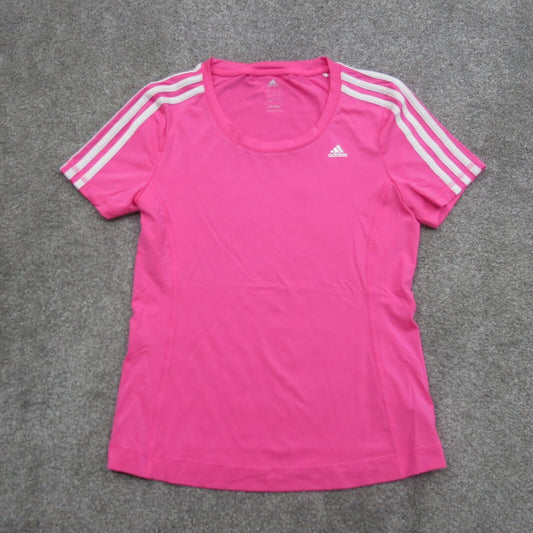 Adidas Tee Boys Youth Pink Size 1 White 3 Stripe Short Sleeve Athletic Top Logo
