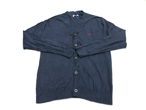 Chaps Men Cardigan Sweater Button Front Long Sleeve 100%Cotton Navy Blue Size S