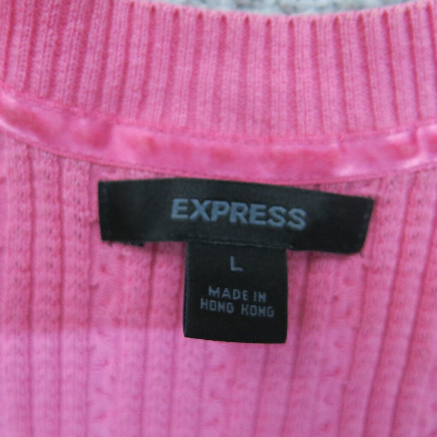 Express Womens Pullover Sweater V Neck Long Sleeves Solid Pink Size Large
