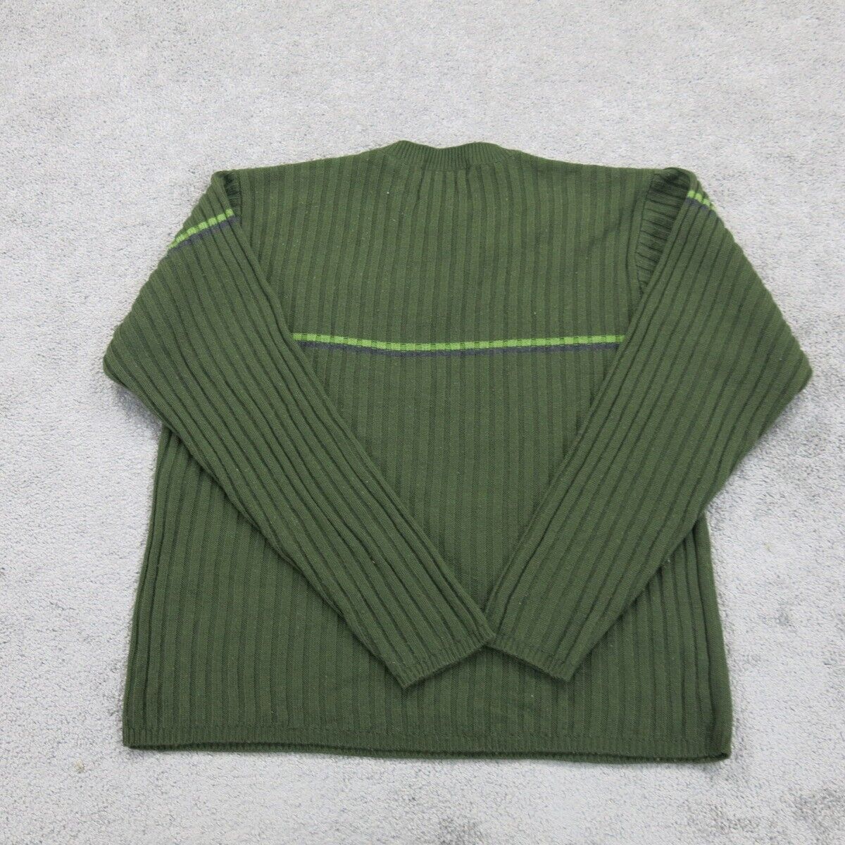 Express Mens Pullover Crew Neck Sweater Knitted Long Sleeves Green Size Large